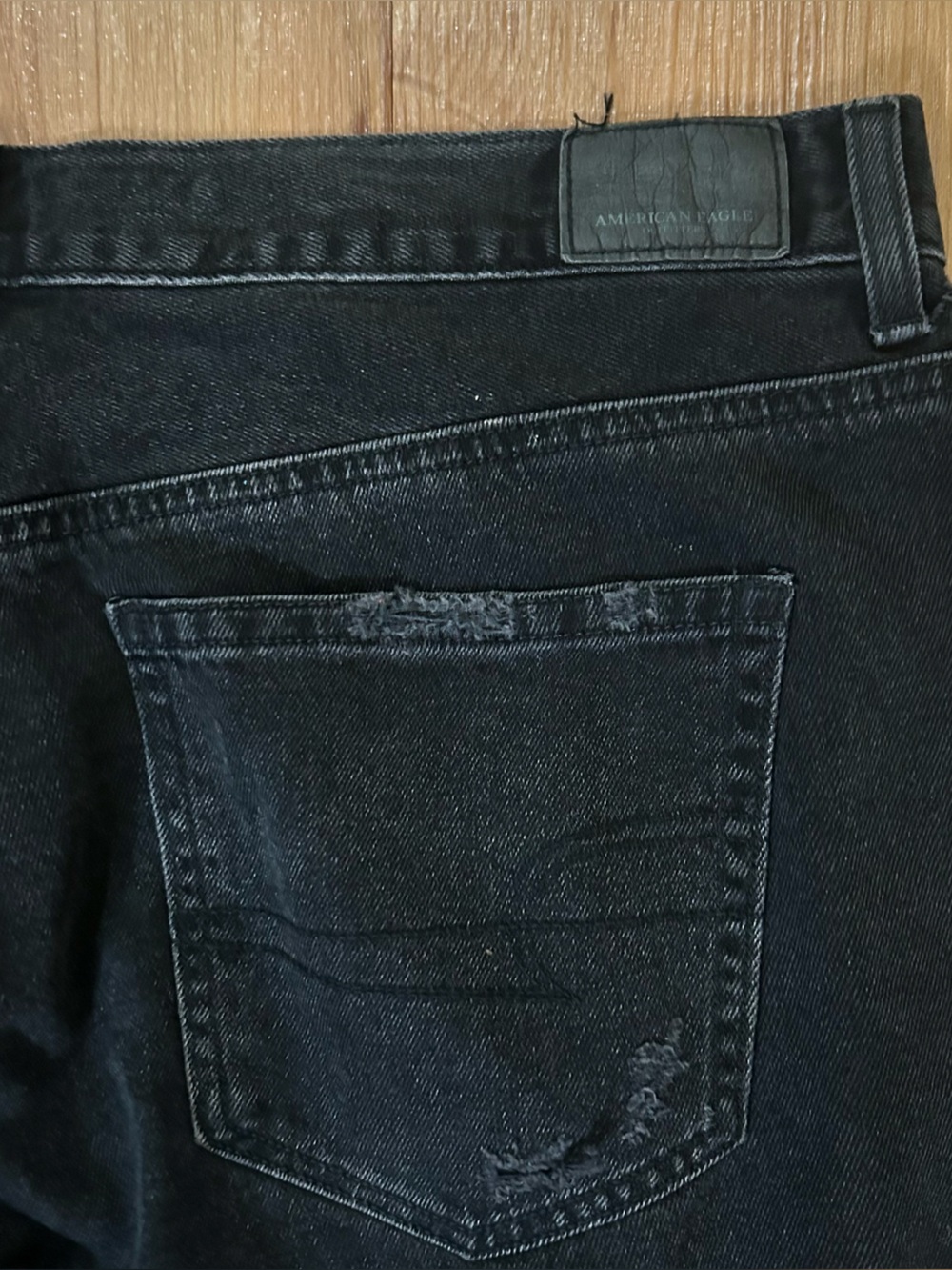 American Eagle Distressed Black Ripped Mom Jeans - Picture 7 of 9